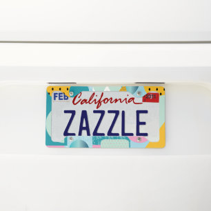Colorful Collage Art Multi Pattern License Plate Frame
