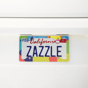 Colorful Collage Art Multi Pattern License Plate Frame