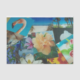 Colorful collage on tissue paper