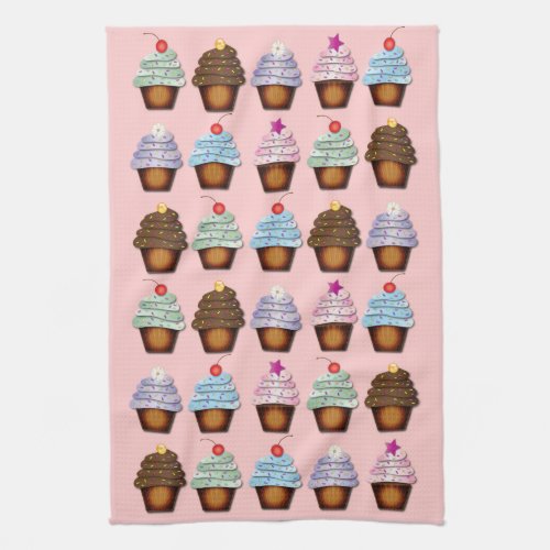 Colorful Collection of Cupcakes Kitchen Towel