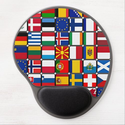 Colorful collection of World Flags Gel Mouse Pad