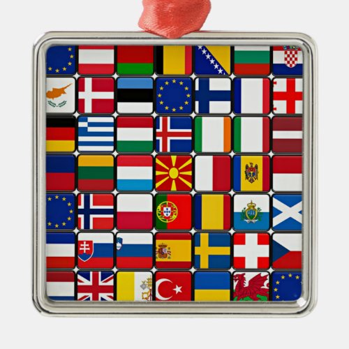 Colorful Collection of World Flags Metal Ornament