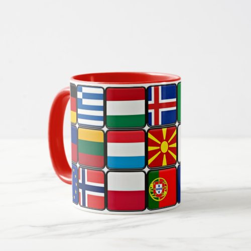 Colorful collection of world flags mug