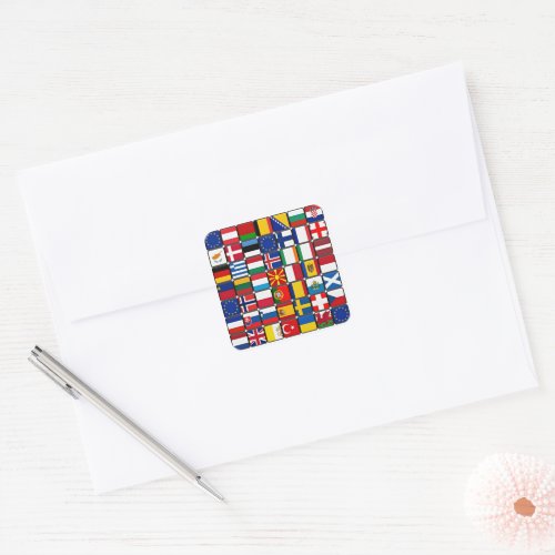 Colorful collection of world flags square sticker