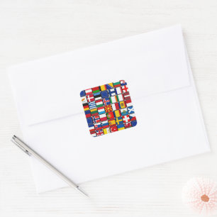 Colorful collection of world flags square sticker