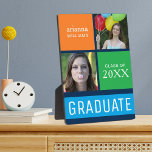 Colorful Color Block Modern Photo Graduation Plaque<br><div class="desc">Celebrate graduation with this modern graduation plaque. Easily edit the text,  photos and background color according to your preference.</div>