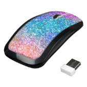 Colorful Color Mix Glitter & Sparkles Print Wireless Mouse (Angled)