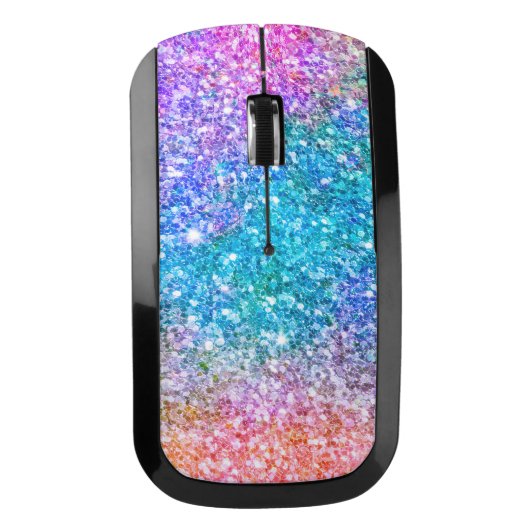 Colorful Color Mix Glitter & Sparkles Print Wireless Mouse (Front)