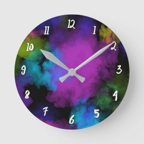 Colorful Color Puff Makeup Beauty Girls Girly Round Clock