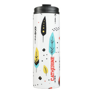 COLORFUL COLOR WHITE  MODERN RETRO BOHO PATTERN  THERMAL TUMBLER