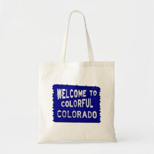 Colorful Colorado blue welcome sign Tote Bag
