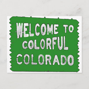 Colorful Colorado green welcome sign Postcard