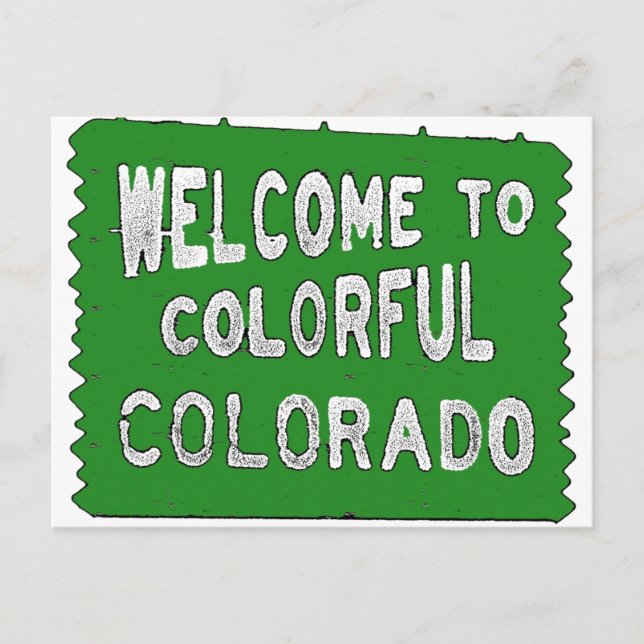 Colorful Colorado green welcome sign Postcard (Front)
