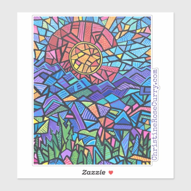 Colorful Colorado Landscape Mosaic Artwork Sticker (Sheet)