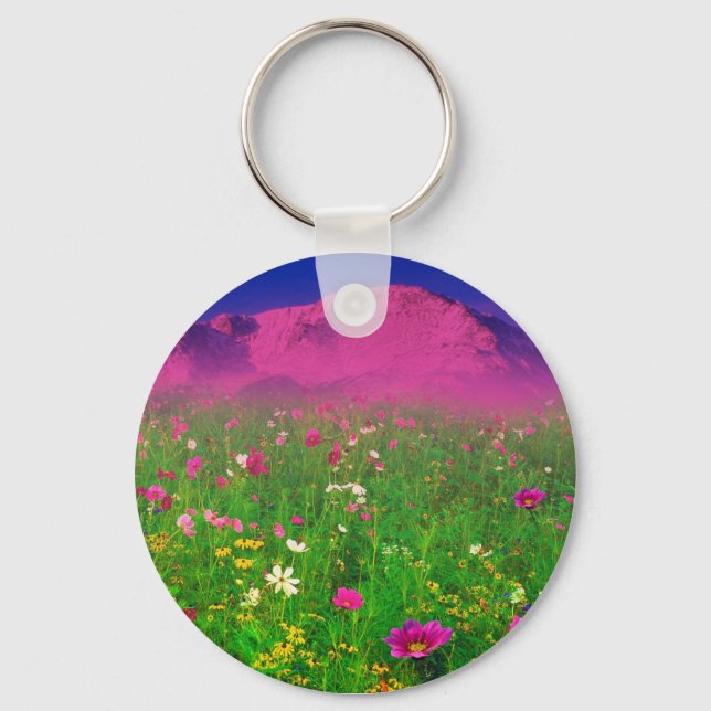 Colorful Colorado, Pikes Peak Mountain Keychain (Front)