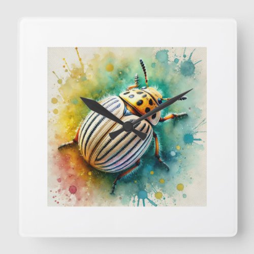 Colorful Colorado Potato Beetle 030724AREF124 _ Wa Square Wall Clock