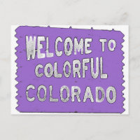 Colorful Colorado purple welcome sign