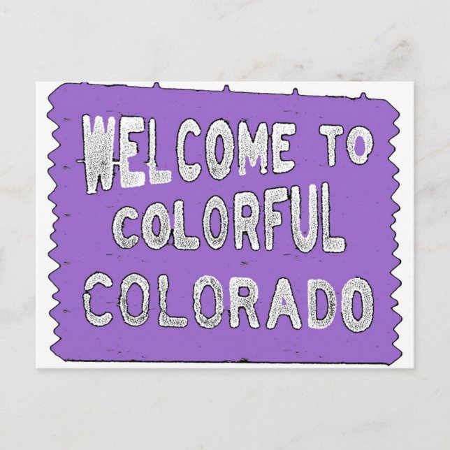 Colorful Colorado purple welcome sign Postcard (Front)
