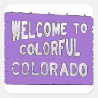 Colorful Colorado purple welcome sign