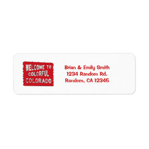 Colorful Colorado red welcome sign labels