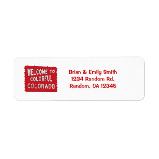 Colorful Colorado red welcome sign labels