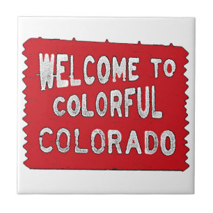 Colorful Colorado red welcome sign Tile