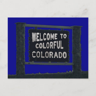 Colorful Colorado rustic welcome sign postcard