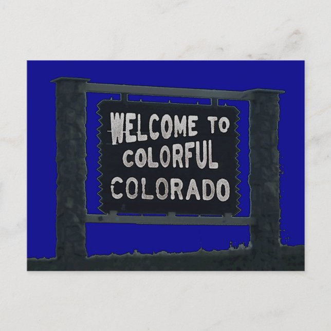 Colorful Colorado rustic welcome sign postcard (Front)