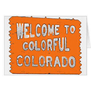 Colorful Colorado welcome sign Cards