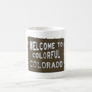 Colorful Colorado welcome sign coffee mug