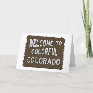Colorful Colorado welcome sign custom cards