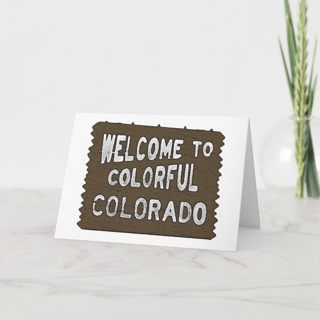 Colorful Colorado welcome sign custom cards (Front)