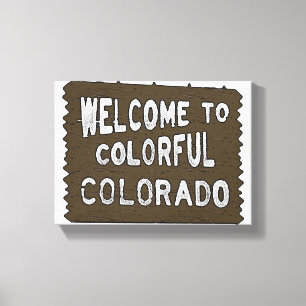 Colorful Colorado welcome sign decorative canvas