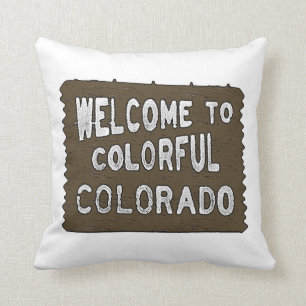 Colorful Colorado welcome sign decorative pillow
