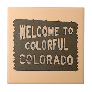 Colorful Colorado welcome sign decorative tile
