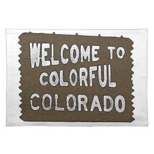 Colorful Colorado welcome sign dinner placemats