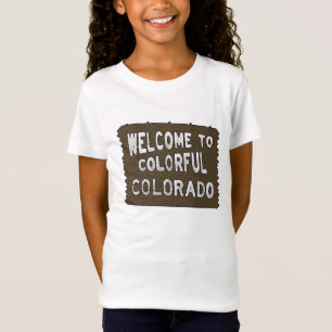 Colorful Colorado welcome sign girls tee