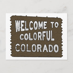 Colorful Colorado welcome sign greeting postcard