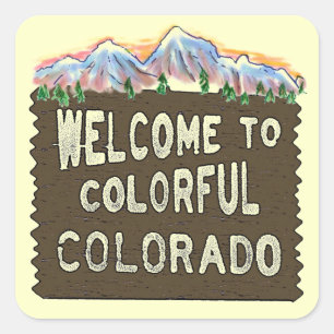Colorful Colorado welcome sign mountains stickers