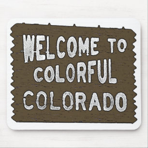 Colorful Colorado welcome sign mousepad
