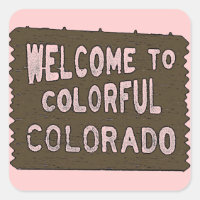 Colorful Colorado welcome sign pink stickers