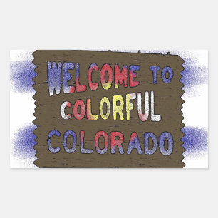 Colorful Colorado welcome sign state flag stickers