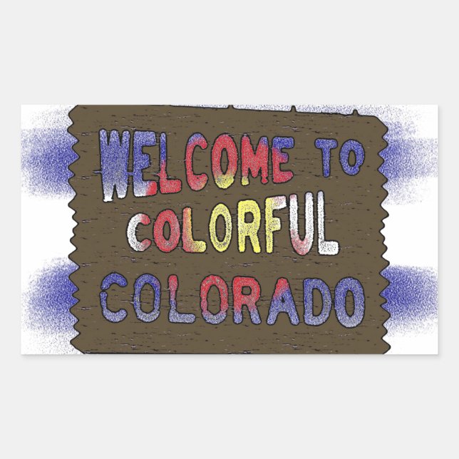 Colorful Colorado welcome sign state flag stickers (Front)