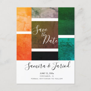 Colorful Colorblock Marble Save the Date  Postcard