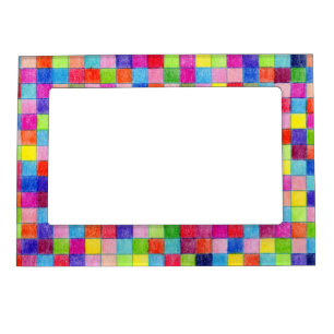 Colorful Colored In Graph Paper Squares Magnetic Photo Frame