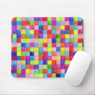 Colorful Colored In Graph Paper Squares Mouse Pad
