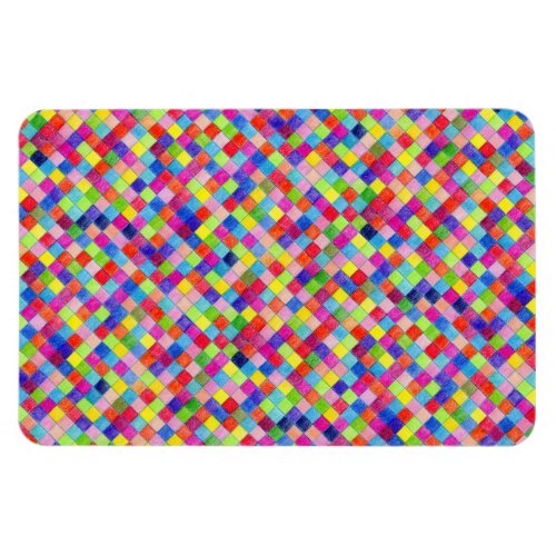 Colorful Colored In Graph Paper Squares Pattern Magnet