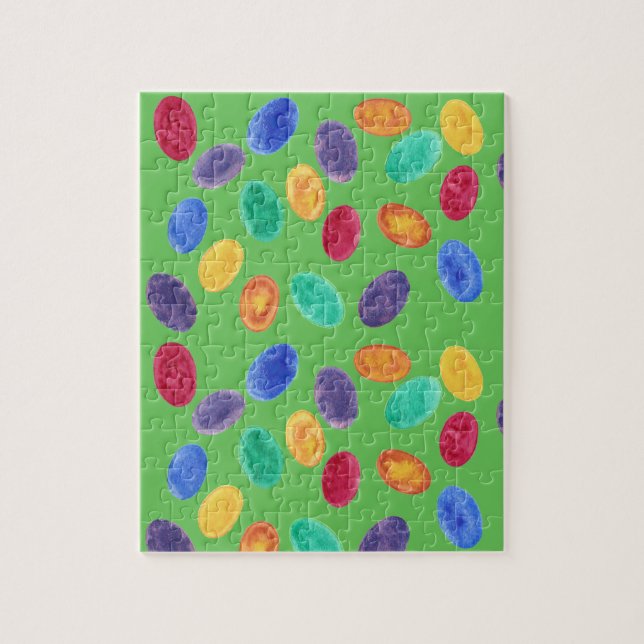 Colorful Colors Easter Eggs on Green Puzzles (Vertical)