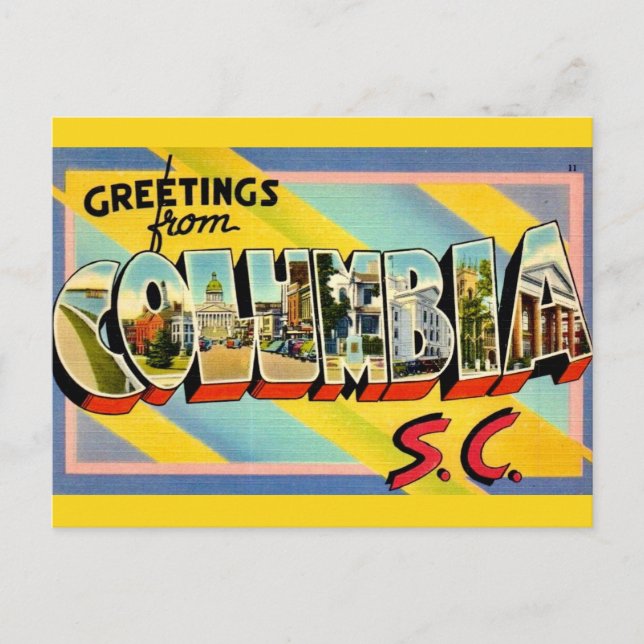 Colorful Columbia SC Greeting Postcard (Front)