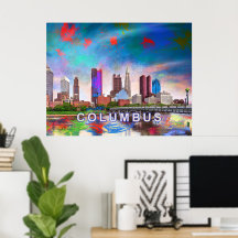 Colorful Columbus Ohio Skyline Abstract Art
